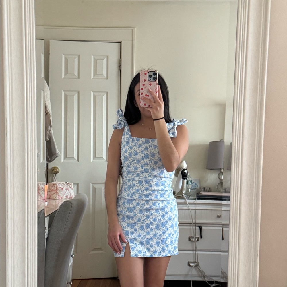 Altar'd State Blue and White Floral Mini Dress